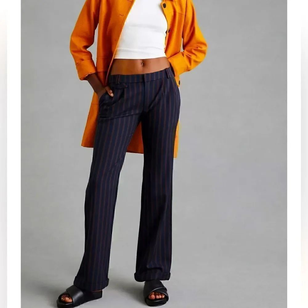 By Anthropologie low rise flare striped pants NWT